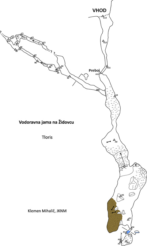 Tloris jame na Židovcu.