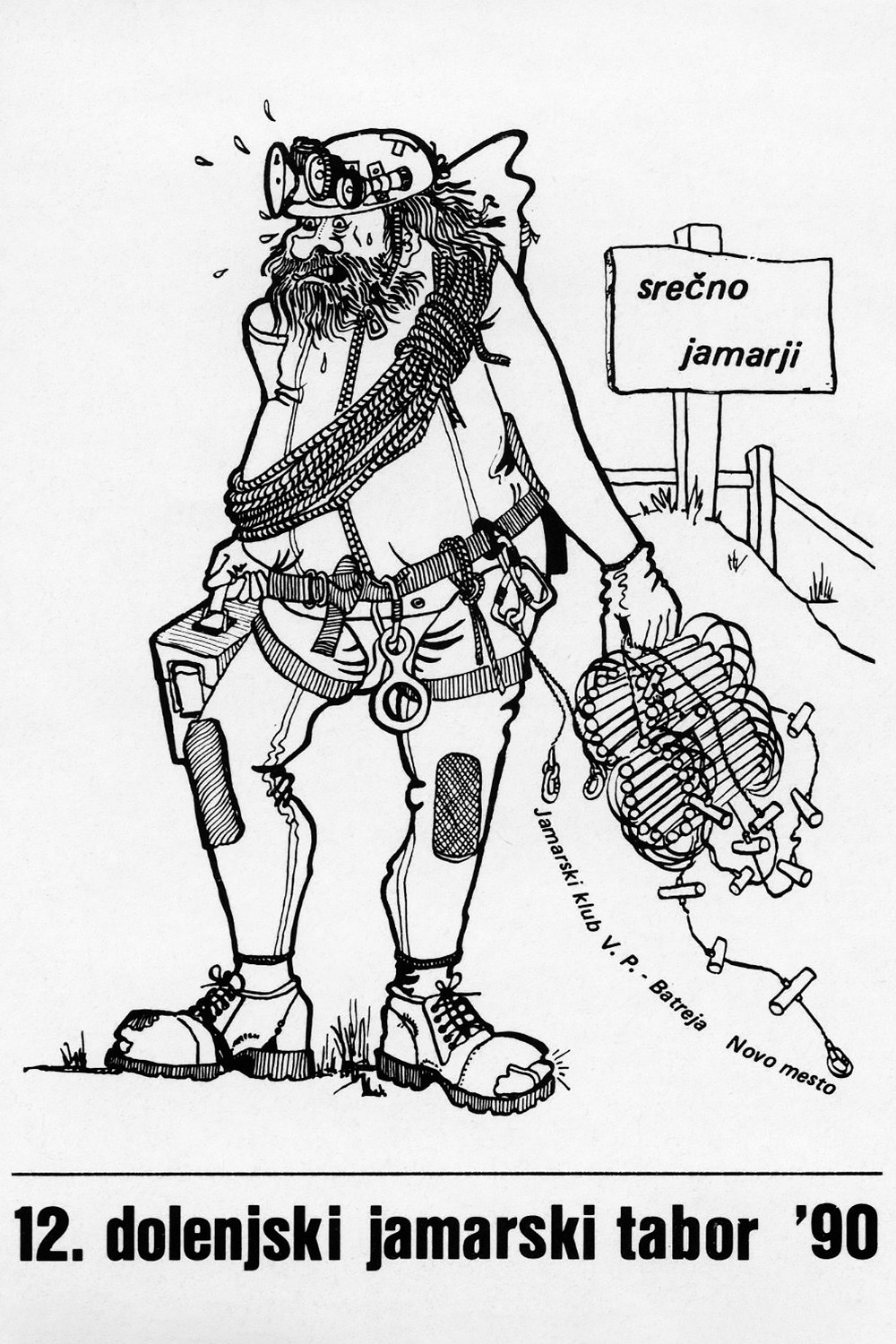 Priložnostna nalepka, izdana ob 12. dolenjskem jamarskem taboru (1990)